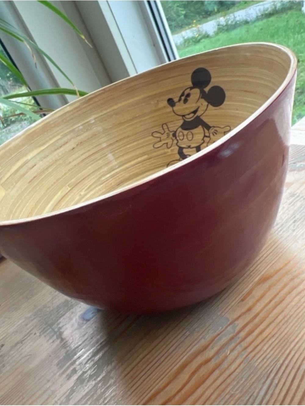 Vintage Disney Parks Mickey Mouse Red Bamboo Bowl